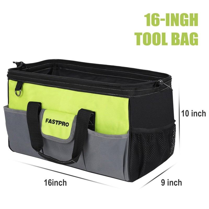 FASTPRO 16-inch Tool bag, Wide Mouth Tool Organizer with Large