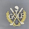 Unbranded 'GOLF' Gold Silver Grecian Leaves 3"x3" Iron-On Patch
