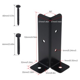 4x4 Post Anchor, 4 Pcs Adjustable Deck Post Anchor Base Brackets Thick Heavy Duty Powder Coated Kit for Deck Supports, Porch Railing Post Holders with Screws, Metal Wood Fence Post