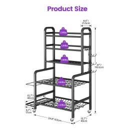 All-in-One Dumbbell Rack with Lockable Wheels,Mobile Fitness Equipment Organizer Stand with Hooks Space Saving Garage Gym Cartcolor: Black, Layer: 1 Layer