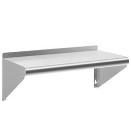 Chingoo Stainless Steel Shelf 18" x 36", NSF Wall Mounted Commercial Metal Shelving with Backsplash for Restaurant, Utility Room, Kitchen and Garage