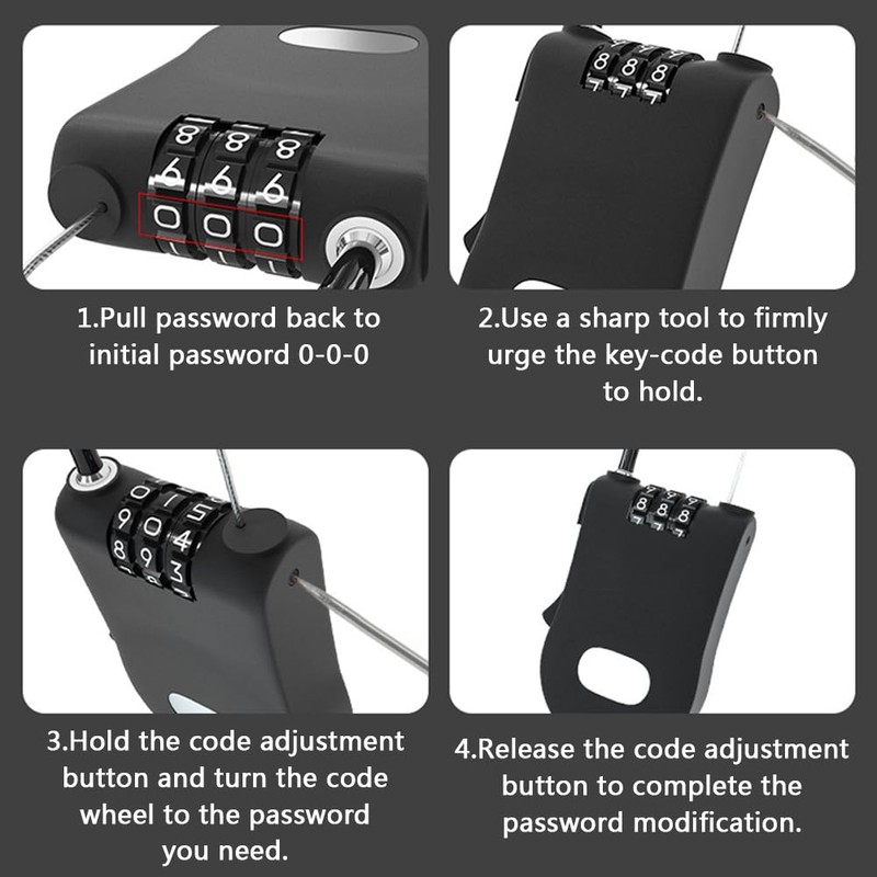 Dreneco Travel Cable Lock, 3 Digit Security Cable Padlock, Combination