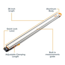 BORA 36 Inch NGX Clamp Edge Circular Saw Guide Rail for Circular Saws, Jigsaw, and Router - Heavy Duty Aluminum, Quick Lock Lever, Easy to Use for Woodworking 36” Cutting Capacity - 546036