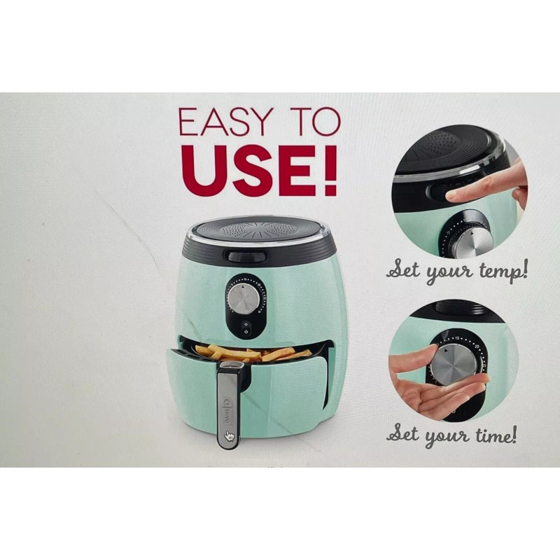 Dash Deluxe Air Fryer 3 Quart Aqua With AirCrisp Technology