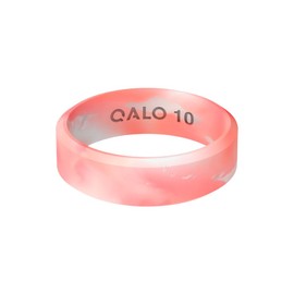 QALO Women's Rubber Silicone Ring, Natural Stone Modern Rubber Wedding Band, Breathable, Durable Engagement Silicone Ring, 6.5mm Wide 1.8mm Thick, Rose Quartz, Size 7