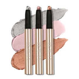 3 Pieces Eyeshadow Stick Soft Creamy Matte Shimmer Eyeshadow Pencil Crayon Highlighting Pigmented Shiny Eyeshadow Pencil Waterproof Classy Shimmer Eyeshadow Sticks Set (#C)