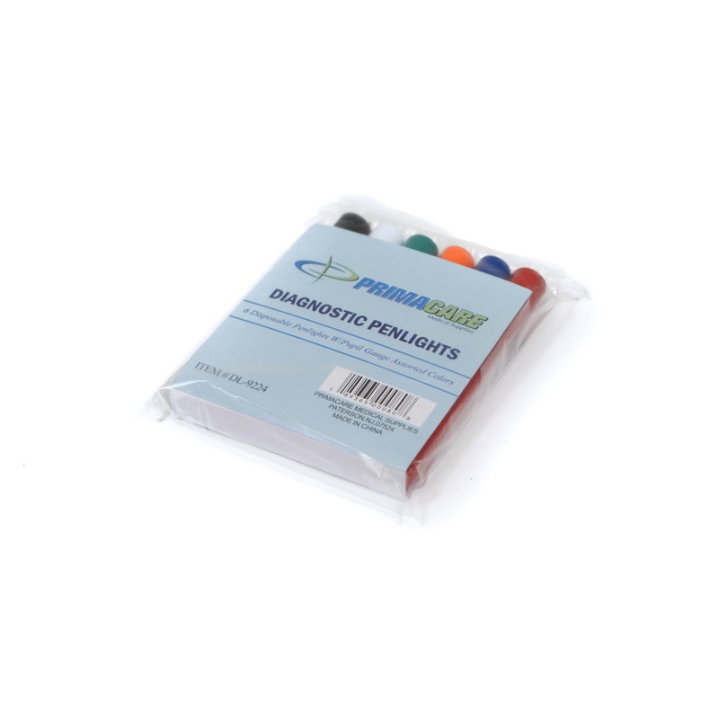 Primacare DL-9224 Pack of 6 Disposable Diagnostic Penlight with Imprinted