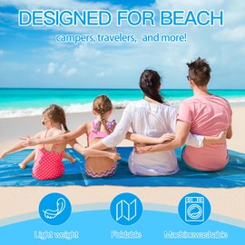 CQSYWQING Beach Blanket Waterproof Sandproof Beach Mat for 2-4 Adults Quick Drying Outdoor Picnic Mat Beach Accessories， Carry Bag – Lightweight Portable for Beach Camping, Picnic. (Small Size)