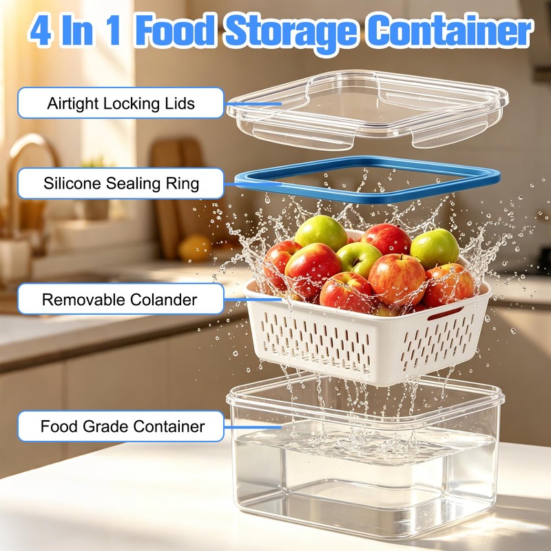 YOUSHEME 4 In 1 Food Storage Container, Fruit Storage Containers