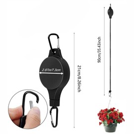 WUBAYI 2 Pack Retractable Pulley Hangers, Adjustable Rope Hook for Hanging Flower Pots, Ratchet Lift System for Baskets and Planters
