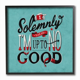 Stupell Industries Up to No Good Funny Vintage Comic Book Word, Design by Artist Ester Kay Wall Art, 12 x 1.5 x 12, Black Framed