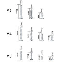 Ewwtrey 537 Pieces M3 M4 M5 Self-Tapping Screws Assortment, Galvanised Cross Flat Head Countersunk Screws Set, Wood Machine Mounting Screws for DIY Enthusiasts - 11 Sizes (Silver 537)