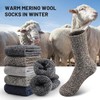 HEERMS 5 Pairs Mens Merino Wool Socks Thick Winter Hiking