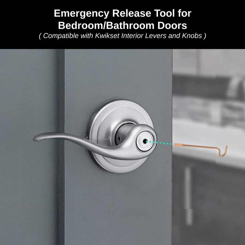 Bedroom/Bathroom Door Steel Emergency Release Tool Compatible with Kwikset Interior