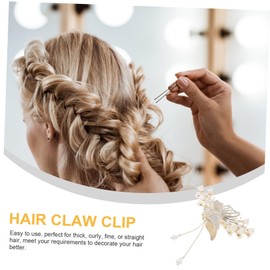 Minkissy Butterfly Pearl Hair Claw Clip Elegant Jaw Clip for Women Durable Rhinestone Metal Hair Accessory for Casual and Formal Occasions