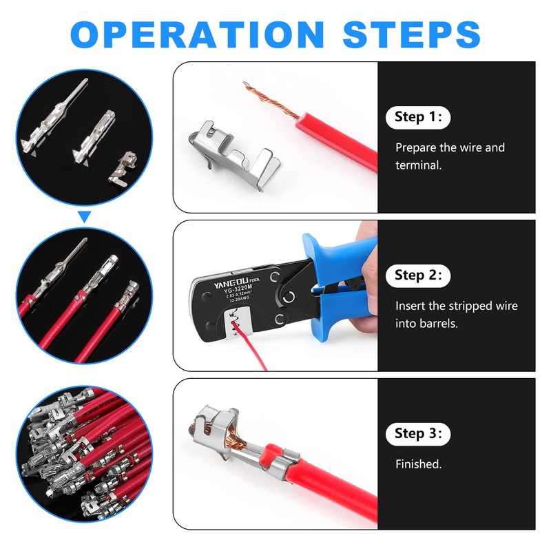Yangoutool Micro Molex Crimper: 32-20AWG (0.03-0.52mm², 0.2-0.81mm), Compatible with Molex,