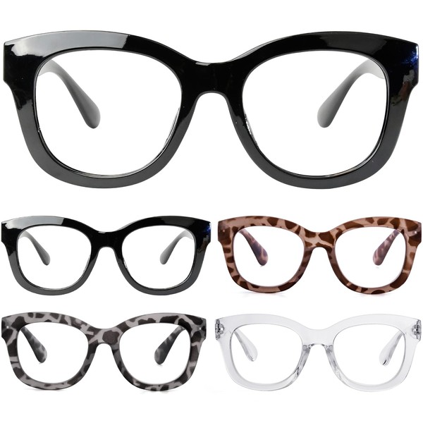 Eyekepper 5 Pack Oversized Reading Glasses - Retro Readers for