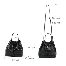 LA FESTIN Leather Purse Small Bags For Women: Black Shoulder Handbags Crossbody Cute Mini Clutch with Strap Great Gift Idea for Young Ladies