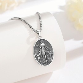 EUDORA Aphrodite Greek Goddess Necklace for Women Sterling Silver S925, Vintage Aphrodite Goddess of Love Beauty Desire Fertility Pendant Protector of Sailors Jewelry Gifts for Women, 20"+2"