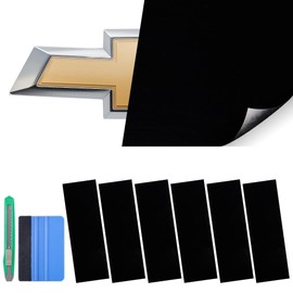 Lypumso Auto Emblem Vinyl Wrap Kit, 6PCS High Gloss Black Compatible with Chevy Bowtie Logo Stickers, Cut Your-Own Universal Vehicle Emblem Overlay DIY Decals (12Inches x 4Inches)