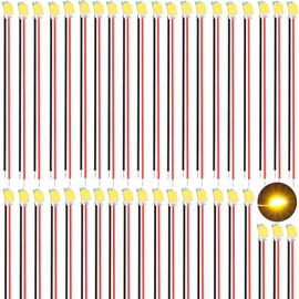 Joycabin Pack of 40 0805 Micro LED Diode Light, Pre-Soldered Micro SMD LED 0805 Pre-Wired with 16 cm PTFE Cable for DIY, Model Making, Decoration, Lighting (Warm White)