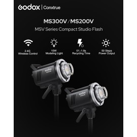 Godox MS300V 300Ws GN58 Compact Studio Strobe Flash Monolight with Bowens Mount Reflector Kit, Modeling Lamp 2.4G Wireless 5600K, 1.3s Recycle at Full Power (MS300 Upgraded Version 110 to 120V)