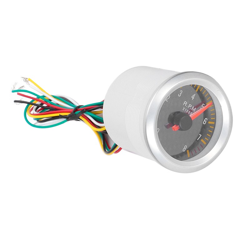 Tachometer 52mm/2.05in 0‑8000 RPM Carbon Fiber Panel Pointer 12V Universal