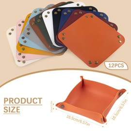 QUYLIXX 12 Pcs Leather Valet Trays, Key Tray for Women and Men, Leather Jewelry Valet, Portable Tray Organizer for Entryway Desk Organizer for Phone, Keys, Wallet, Earphone, Watch, Coin- 12 Colors