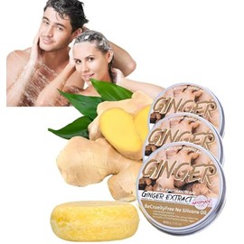 Barra de champú de jengibre orgánico, hecha a mano, sin sulfato, crecimiento natural del cabello, repara el cabello dañado, adecuado para todo tipo de