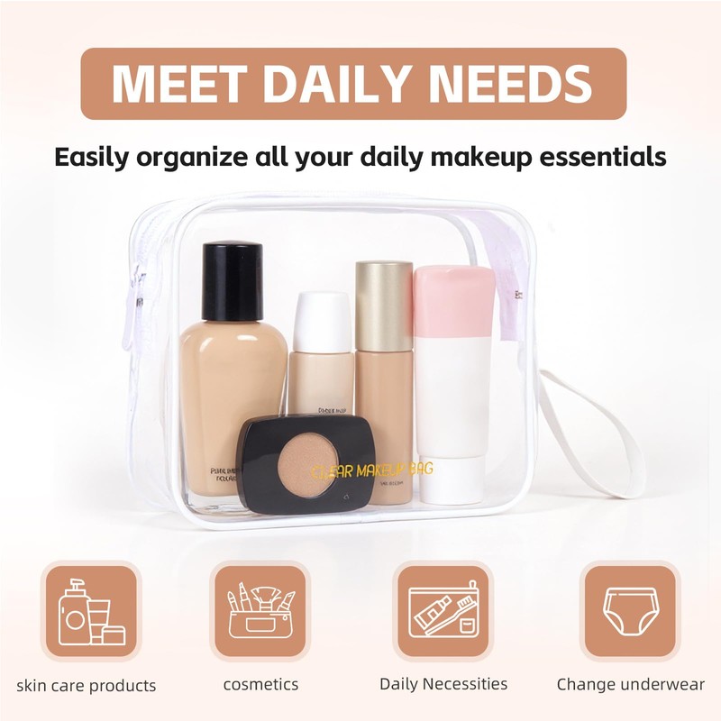 Icramsy Clear Makeup Bag,2 Pack TSA Approved Toiletry Bag Travel