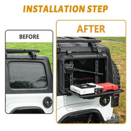 Multifunctional Rear Window Storage Table Molle Panel Kit for 2018-2024 Jeep Wrangler JL & JLU 4 doors Hardtop, Openable Design Tactical Molle Platform for Tools