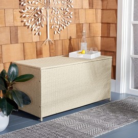 SAFAVIEH Outdoor Collection Oliveira Beige/White Cushion Box