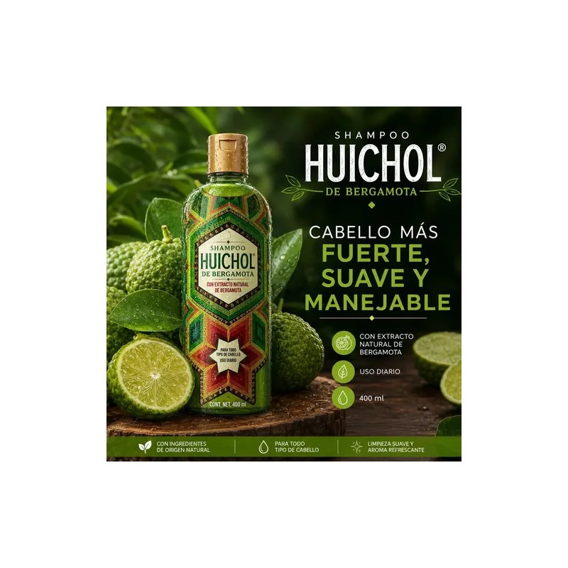 Shampoo Huichol Bergamota 400 ml Crecimiento y Anti Frizz