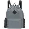 WANDF Drawstring Backpack Sports Bag with Shoe Compartment Water Resistant