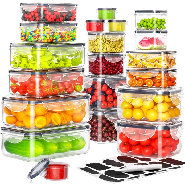 40 PCS Food Storage Containers with Lids Airtight (20 Containers & 20 Lids), Plastic Storage Meal Prep Container-Stackable 100% Leakproof & BPA-Free Organization and Storage Sets, Lunch Containers