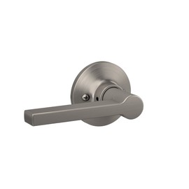 Lock Scout Straight Lever with Round Trim Dummy Door Handle, Satin Nickel Finish