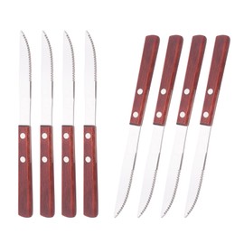 Uniturcky Dinner Knives Set of 8, Steak Knife with Wooden Handle, Stainless Steel Serrated Steak Knives, Flatware Cutlery Table Knife, Thick-Grip Wood Handle Steak Knife Set - 8.15 Inch