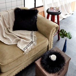 Imitation Sheepskin / Lambskin Rug for Living Room, Bedroom or Children’s Room / Rug or Mat for Placing next to Chair or Sofa, Black