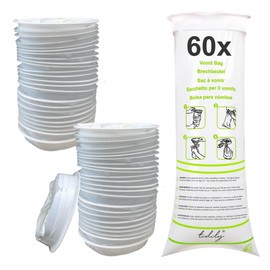 tidily Set of 60 Burp Bags - Disposable Burp Bags - Emergency Poop Bags - Portable Poop Bags with Ring for Car, Travel - For Men, Women, Children, Disposable Poop Bags, Nausea Bags