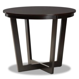 Baxton Studio Alayna Dark Brown Finished 35-Inch-Wide Round Wood Dining Table