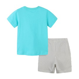 Urtrend Conjunto de playera de verano de algodón para niños pequeños, Blue2, 3 Años/Edad 3 Años