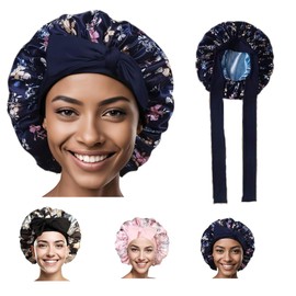 Pink Satin Bonnet, Sleeping Night Cap for Women, Double-Layered, Can Be Worn on Both Sides, Protective of Hair