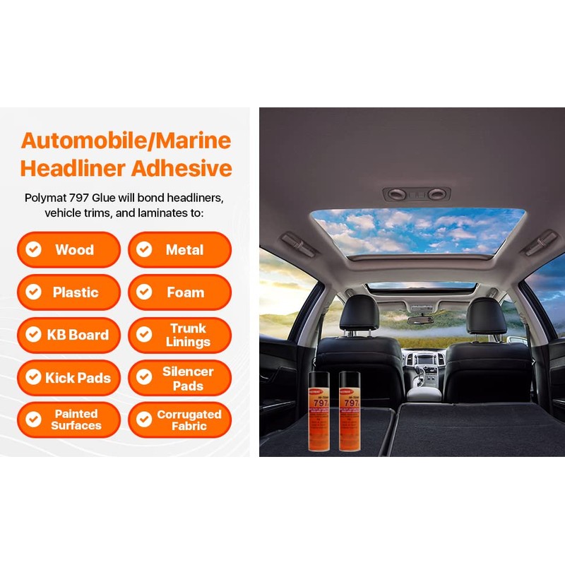 QTY4 Polymat 797 Hi-Temp Spray Adhesive auto Headliner Dash trunkliner