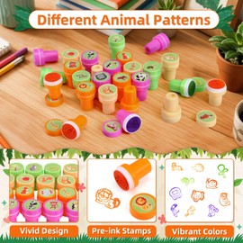 Kesote 26 Animal Stamps for Kids, Self-Inking Stamp Set, Children's Craft Supplies Party Favors for Kids