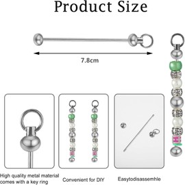 Llavero con cuentas en blanco, llavero de cuentas de metal, llavero desmontable para manualidades, accesorios de regalo (10 unidades)
