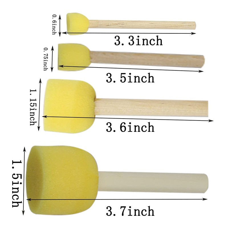 20 pcs Round Sponges Brush Set, 4 Sizes Paint Tools