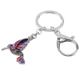 Enamel Alloy Flying Hummingbird Keychain Bird Jewelry For Women Girls Bag Wallet Charm Gift (Purple)