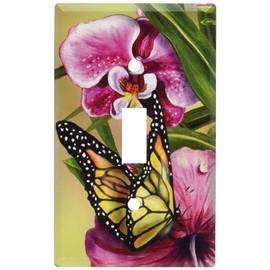 Art Plates - Monarch & Flowers Switch Plate - Single Toggle