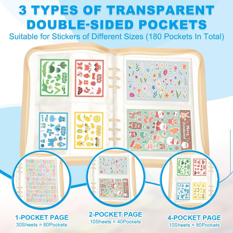 PATIKIL Sticker Organizer Binder, Reusable A5 Sticker Album Collecting Book