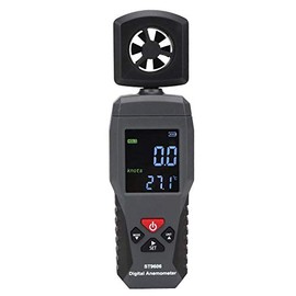 Smart Sensor Digital Anemómetro de Mano LCD Medidor de Velocidad de Viento ST9606 Portátil para Medir la Velocidad del Viento y la Temperatura (Negro)